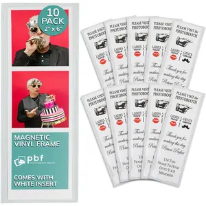 PHOTO BOOTH FRAMES 2x6 Magnetic Picture Frames for Refrigerator 2 x 6 Clear Magnetic Vinyl Frames for Photo Strips for Fridge (10-Pack)