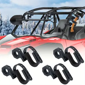 4-Piece 1.75"-2" Tool Rack Mounts & Clamps - Fits ATV, UTV, Polaris RZR XP, Can Am for Hunting Use (Black)| Wide Compatibility: Compatible with UTV Models with 1", 1.5", 1.75", 2" Round Roll Cages fathersdaygift fathersdaygift