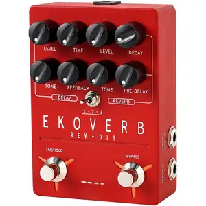 FS22 Stereo Delay & Reverb Combo Effects Pedal Ambient Guitar Pedal with 3 Pairs Combo Effects Reverse Delay Shimmer Reverb Tap Tempo Freeze Trail On Function