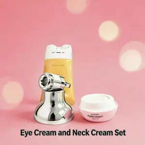 Firming Eye Cream and Neck Cream Set, Skincare Set Electric Massage Eye Cream with Dark Circles Firming Fine Lines Hydrating Moisturizing Radiant Skin Care Vibration Electric Eye Cream Massager Neck-Eye Care Moisturizer Moisture Hydrate