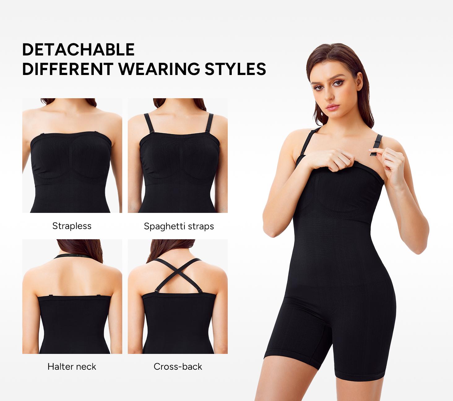 Nebility Women's Solid Seamless Black body shapewear, Minimalist Basic Comfort faja suit Compression Womenswear Shaper Clothes Corset Adjustable Waist Cincher