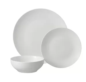 Glazed White Stoneware Dinnerware Set, 12-Pieces