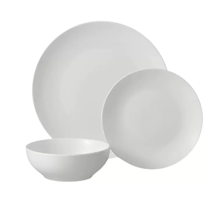 Glazed White Stoneware Dinnerware Set, 12-Pieces