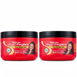AmPro Shine ’n Jam Magic Fingers Pro Braids Gel 8 oz – Firm Hold & Non-Greasy Shine (2 Pack)
