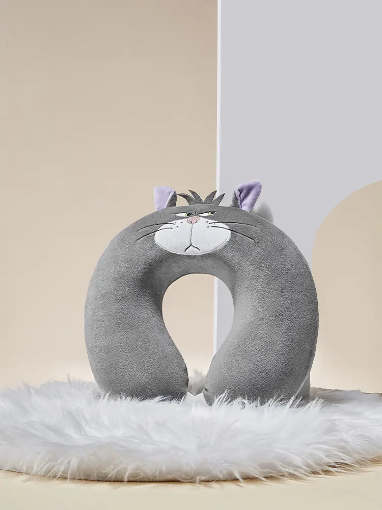 Disney Cats Series Lucifer U-Shaped Neck Pillow - Ultra-Soft Plush Animated Character Element, Ergonomic Gentle Support Travel Sleeping Companion, Perfect Gift for Disney Cat Lovers