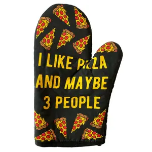 I Like Pizza and Maybe 3 People Oven Mitt Funny Pizza Lover Graphic Novelty Kitchen Glove Funny Graphic Kitchenware Bakeware Introvert  Funny Food  Novelty Cookware Multi
