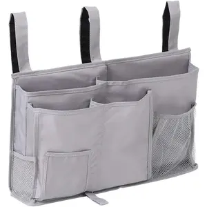 F-SBB60  Bunk Bed Organizer - Bedside Storage Caddy with Pockets for College Dorm, Hospital, Baby Bed & Camp (Grey)