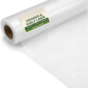 Shelf Liners for Kitchen Cabinets Non-Adhesive 17.7" x 33 FT Clear Drawer Liner Non Slip, Washable Cabinet Liner, Waterproof Shelf Liners for Cabinets, Refrigerator Bathroom Pantry Cabinet Mat