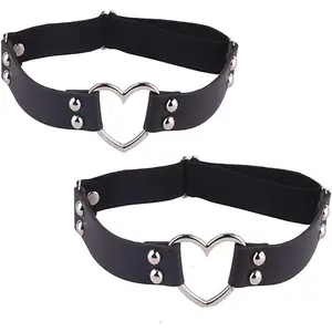 2PCS Leather Heart Garter - Adjustable Leg Ring for Cosplay, Spike Party(Sheets)
