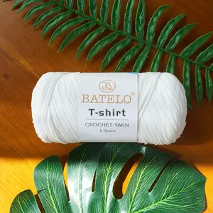 BATELO Beginner-Friendly T-Shirt Yarn 2 Pack 400g/144yds Thick 100% Polyester for Crochet Bags Baskets Coasters DIY Scarlet Fashion Thread Mandala Gnome Yarn Pack with Pattern Cards crochet supply