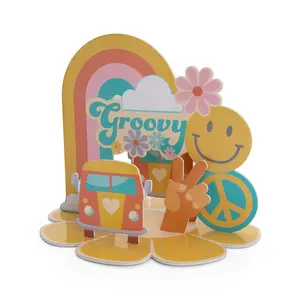 Colorful 3D Groovy Party Centerpiece - 1 Pc. for Retro Celebrations