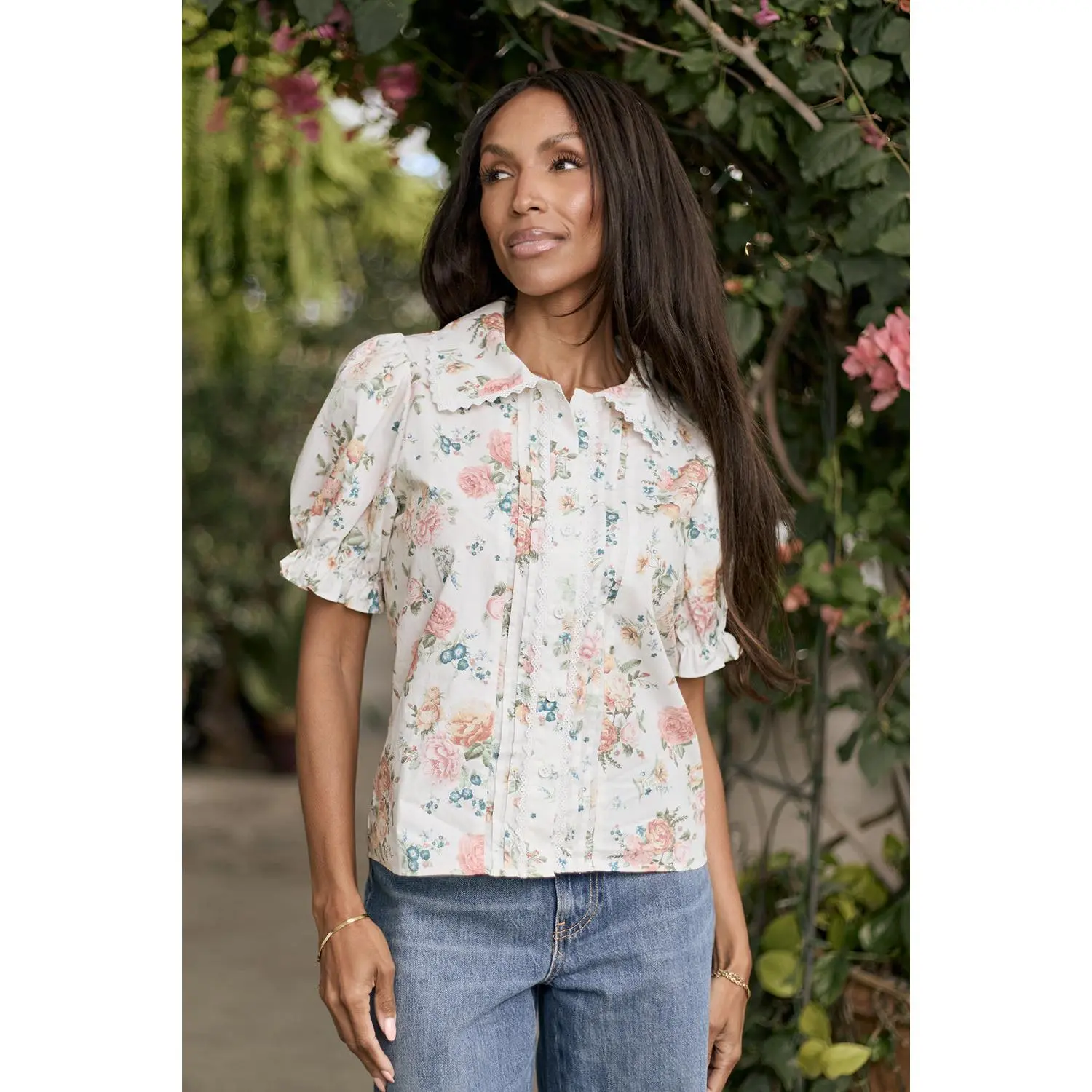 Sophia Blouse in Countryside Peony Blossom