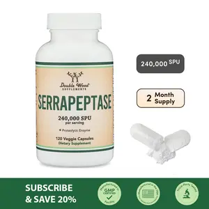 DOUBLE WOOD SUPPLEMENTS Serrapeptase Supplement 240000 SPU Gluten-Free Non-GMO Supports Joint Health & Reduces Phlegm Buildup DOUBLE WOOD SUPPLEMENTS Serrapeptase Supplement 240000 SPU Gluten-Free Non-GMO Supports Joint Health & Reduces Phlegm Buildup