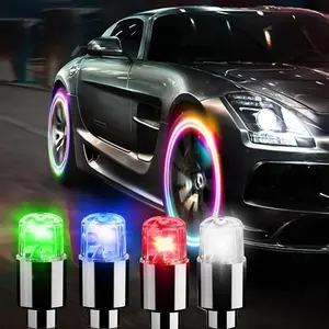 Car Tire Valve LED Light, Rechargeable Rotating Bicycle Rim Decorative Light, Easy Installation for Enhanced Safety