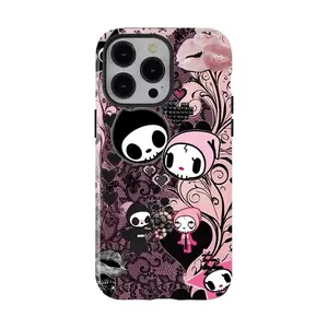 JIACC Tokidoki Adios & Ciao Ciao Skull Couple Phone Case Y2K Dark and Sweet Pink and Black Style For iPhone 17 ProMax Plus Air 16 15 14 13 12 11 X XR & SamsungS25 S24 S23 S22 Ultra, Best Gift