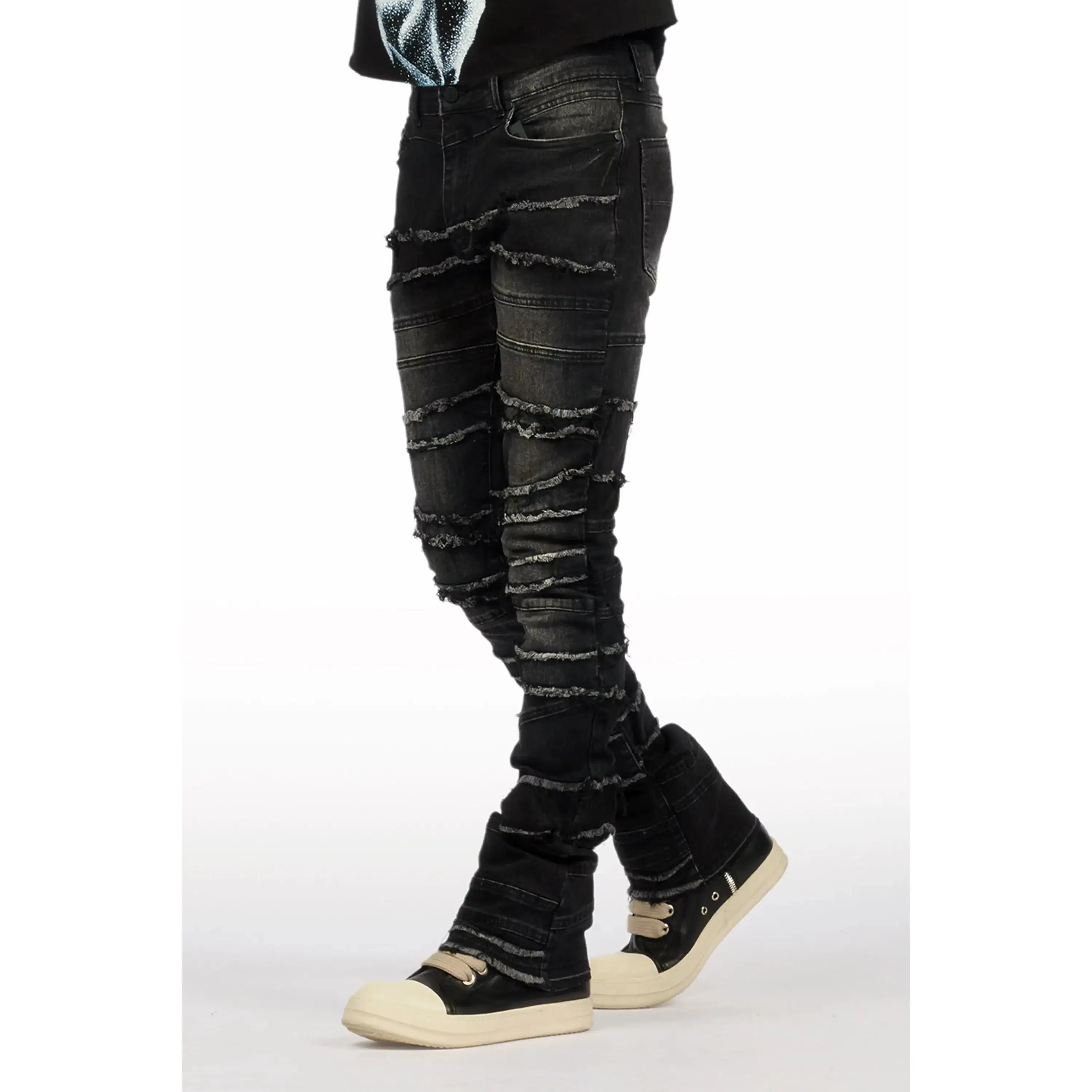 Franko Dark Grey Stacked Flare Jean