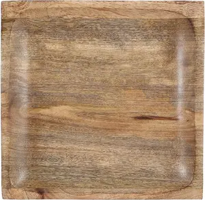 STORE INDYA Teak Wood Serving Platter 8x8 inches Square Tray for Fruit Snacks Dessert Sushi Home Decor & Gifting Natural Color Durable Design