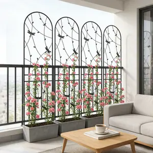 Galvanized Metal Pergola, 86.7in x 19.7in Rust-Resistant Galvalume Frame, 2-Pack Ready-to-Assemble Dragonfly-Decorated Outdoor Plant Support, Backyard Garden Raised Bed Decor