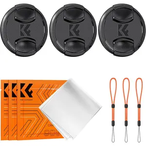 K&F Concept 52mm Lens Cap, 9-in-1 Center Pinch Lens Cover + Anti-Loss Keeper Leash + Microfiber Cleaning Cloth Kits Compatible with Nikon, Canon, Sony, Fujifilm Camera Lenses