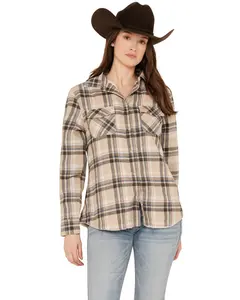 Stillwater Supply Women's Plaid Print Sherpa Lined Shacket - P2517-997Bb