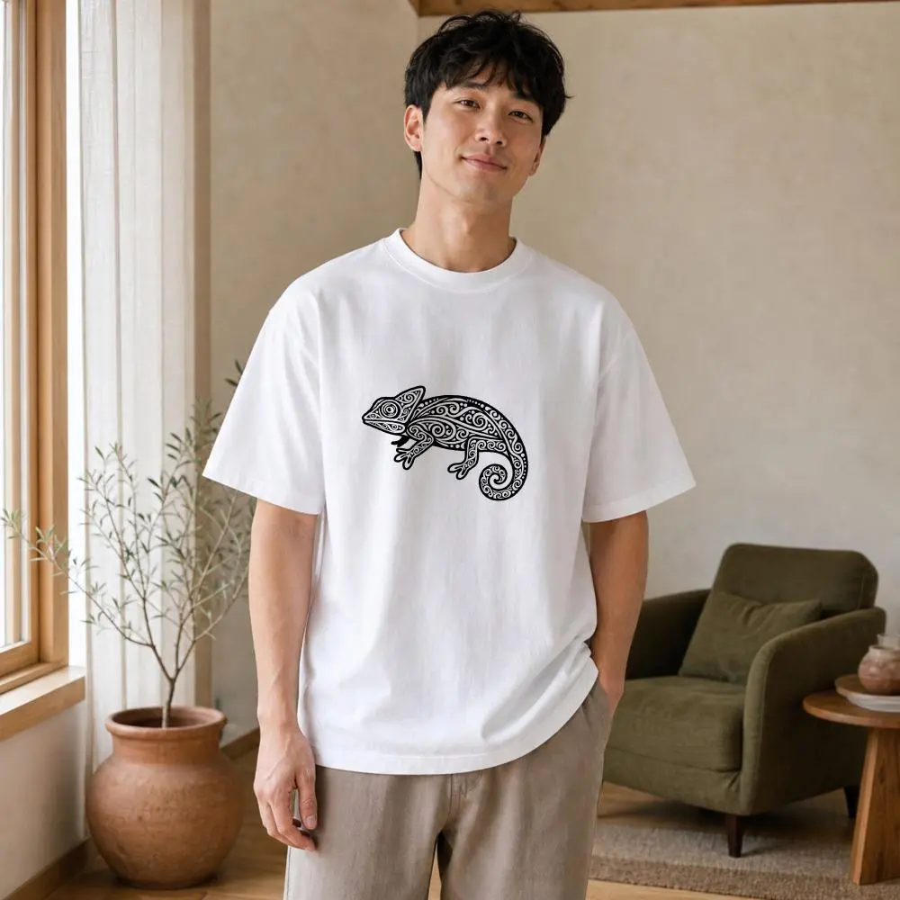 XTAUTO Casual Style, Unisex T-Shirt, Chameleon Graphic Design, Summer Wear, Gift For Friends And Family