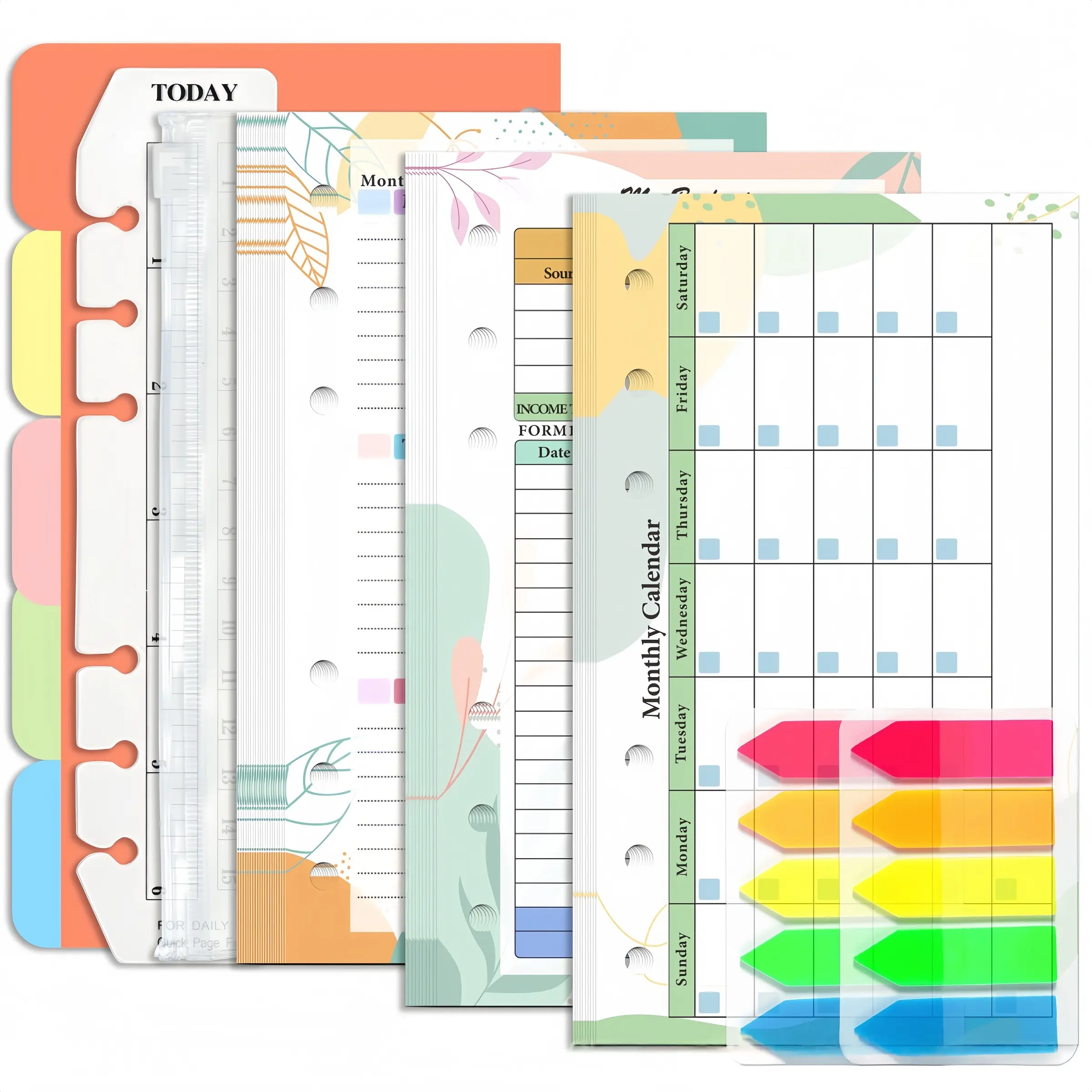 7-Piece A6 Budget Binder Refill Set, 87 Pages for Weekly & Monthly Budgeting, Cash Wallet Manager for Effective Financial Planning, Monthly Budget Planner, Finance Checklist Organizer