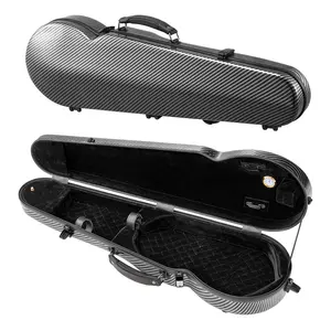 VEVOR 4/4 Full Size Violin Case,  Built-in Hygrometer, Lightweight Portable Travel Carrying Bag, with Plush Lining, Dual Shoulder Straps, Anti-Scratch, Professional Triangular Shape, for Violin, Black