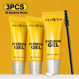 3pcs Eyebrow Styling Gel Shaping Brush, Clear Eyebrow Setting Cream, Lasts 24 Hours Waterproof And Sweatproof, Suitable for All Skin Types, Strong Hold Spiked Glue, Eyebrow Products