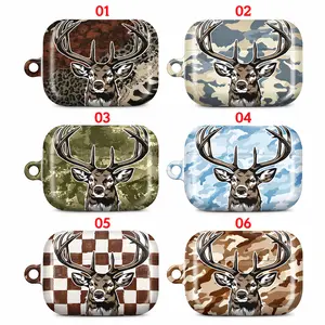 Camouflage Deer Antler AirPods Case – Wildlife & Camo Design with Checkerboard & Leopard Prints, Perfect Fit for AirPods Pro (Gen 1/2) & AirPods (Gen 1/2/3), Ideal Gift for Outdoor & Hunting Enthusiasts