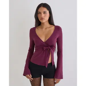 Lamae Wrap Top in Deep Purple