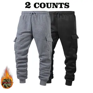 Men's Casual Work Pants with Multiple Pockets, Autumn and Winter New Style, Ankle-Length Fleece Lined Sweatpants, Warm and Comfortable, Lightweight, Perfect for Daily Winter Wear and an Ideal Gift for Boyfriend during Holidays