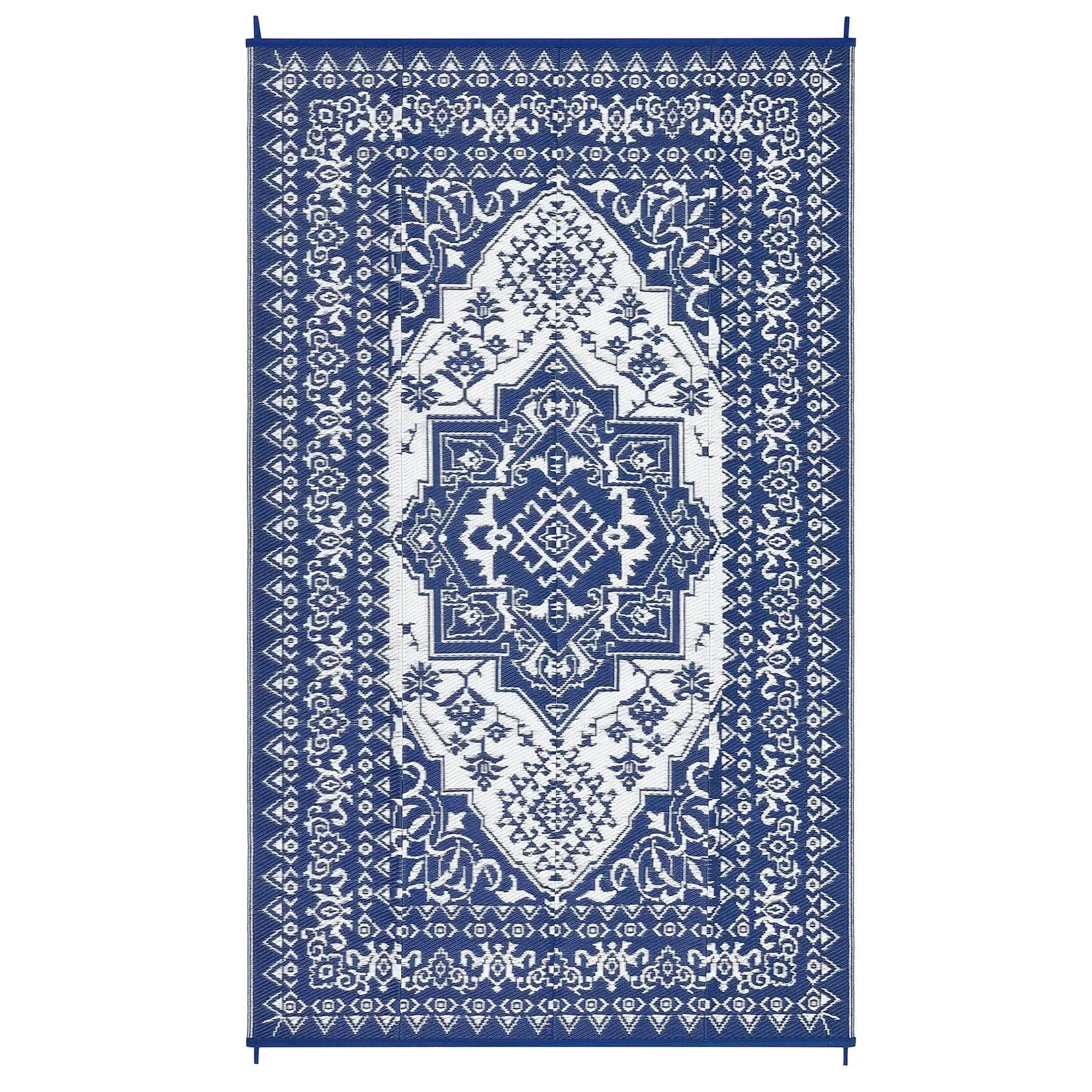 【Christmas Gift】10 x 20 ft(actual size) Plastic Dark Blue White Rectangular Beach Front Porches Patio Picnic RV Camping Garage Flower Persian Area Rug