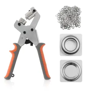 Grommet Tool Kit Handheld Hole Punch Pliers 6mm 1/4 Inch Grommet Machine Hand Press Tool 500 Silver Grommet Supplies