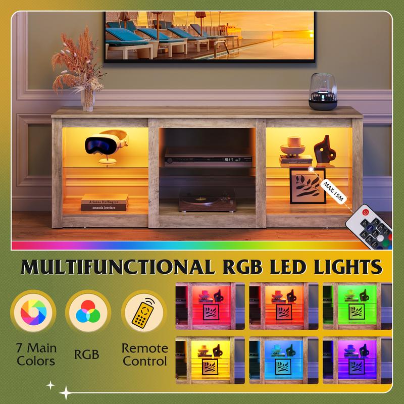 WLIVE LED TV Stand for 65 Inch TV, Modern Entertainment Center with Adjustable Glass Shelves & Customizable LED Lights, Sturdy Media Console for Living Room, Bedroom,Gaming WLIVE LED TV Stand for 65 Inch TV, Modern Entertainment Center with Adjustable Glass Shelves & Customizable LED Lights, Sturdy Media Console for Living Room, Bedroom,Gaming