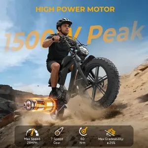 【Movcan】V30 Series Electric Bike for Adults, Peak Power 1500W, 20" Fat Tire Ebike, Top Speed 28MPH, Range 40-70Miles, 48V 15.6Ah Removable Battery， Motorcycle Ebike for Commuting/Off-roading,UL 2849 Certified ebike