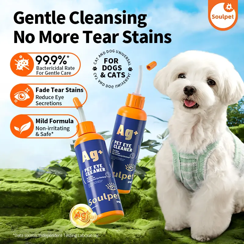 Soulpet Dog Tear Stain Remover Liquid, Effective Pet Eye Care Solution, Removes Dark Circles & Tear Marks, Safe & Gentle Formula
