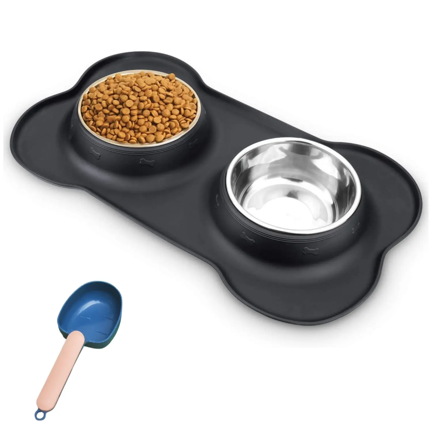 Small Dog Food Bowls Stainless Steel & Water Dish with No-Spill and Non-Skid, Feeder Bowls with Dog Food Dish for Small Size,Dogs,Cats,Puppy Pets (Black) 6.9 OZ - Home Improvement.