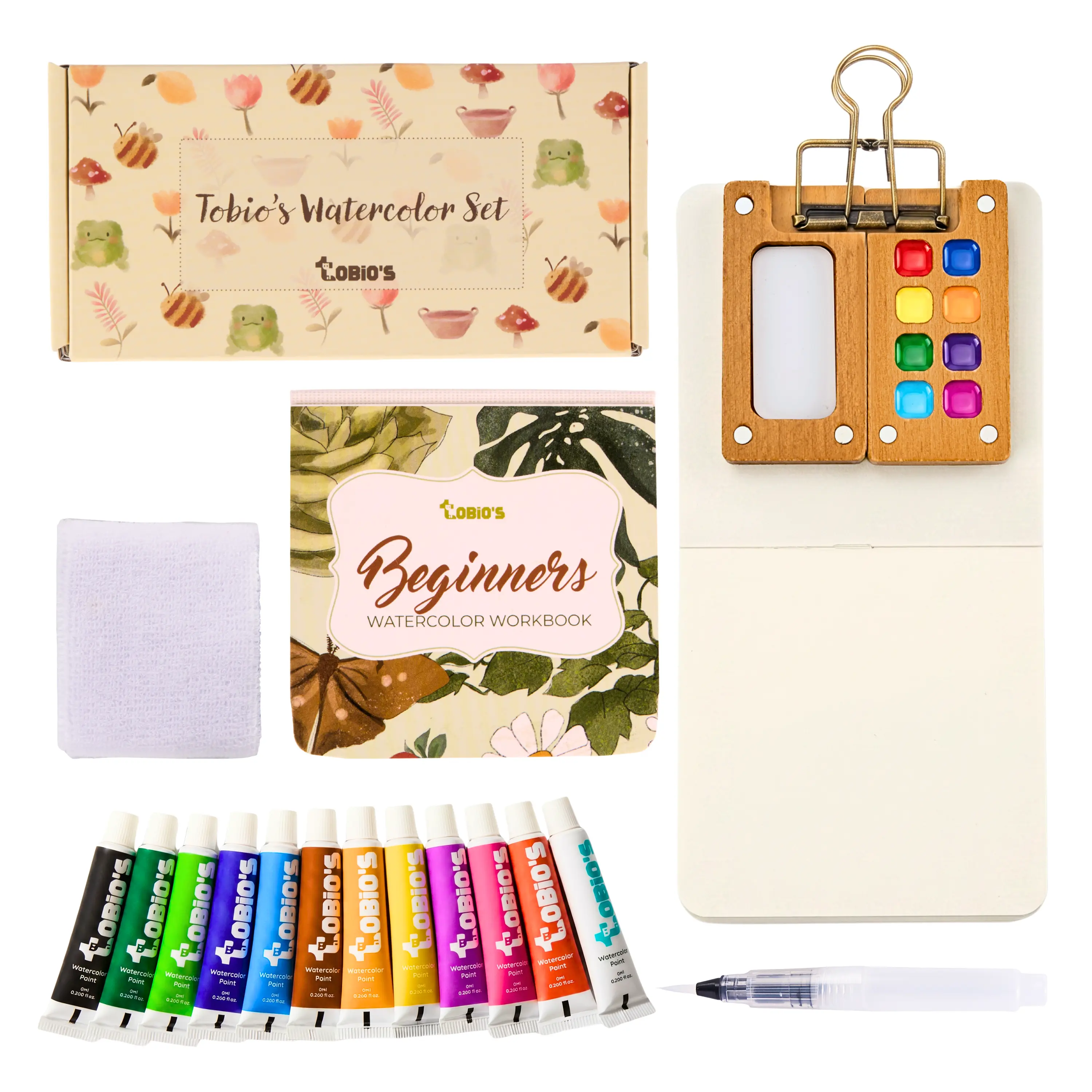 Tobio's Beginner Watercolor Kit, Cotton, Wristband, 12 Tubes