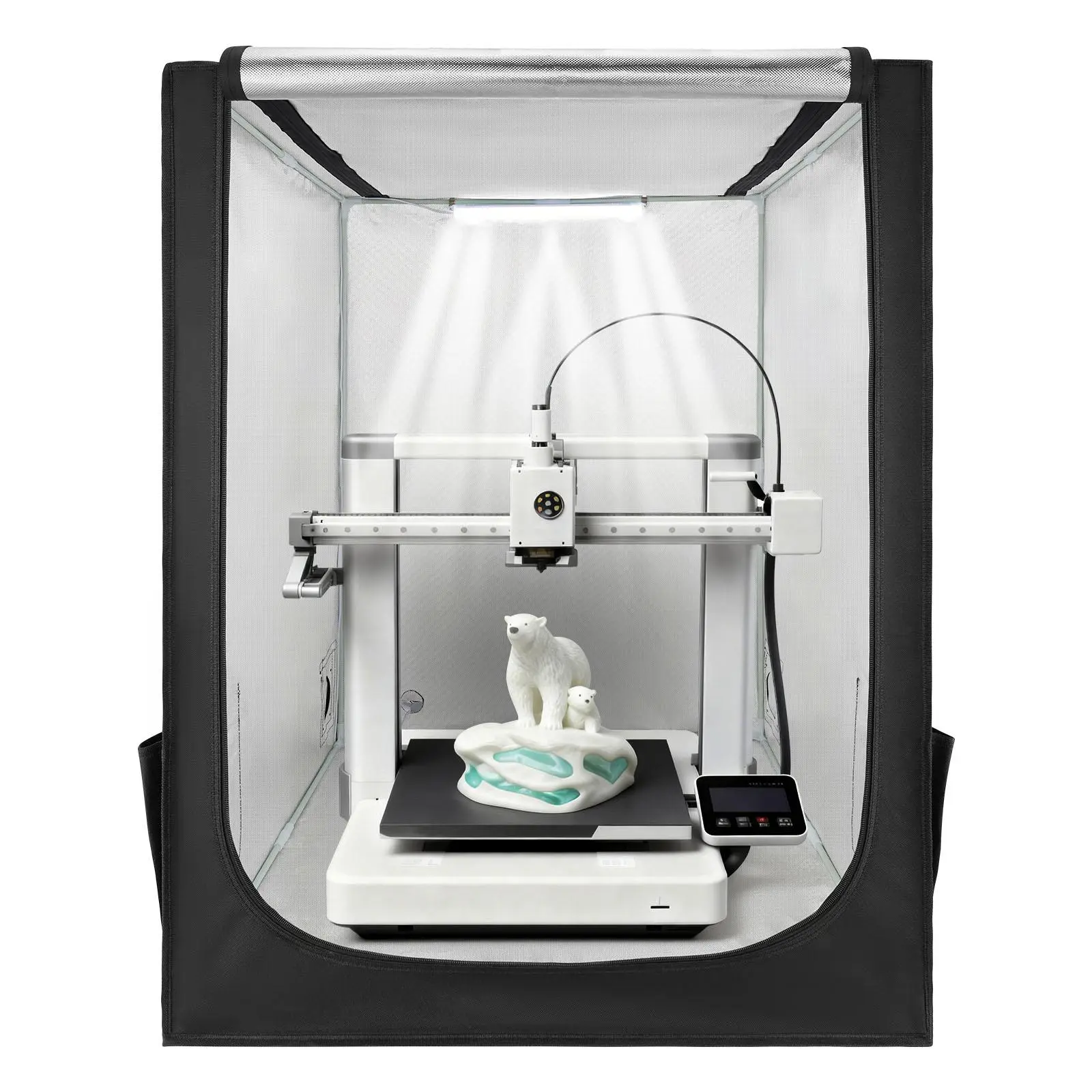 【Summerfinds】VEVOR 3D Printer Enclosure, 27.5 x 29.5 x 35.4 in Large Oxford Cloth Tent with LED Lighting, Dust-proof, Flame-retardant, Waterproof, Constant Temperature Case, Compatible with Creality/ELEGOO/Anycubic Models, Fathersday Gift, Led Lights,