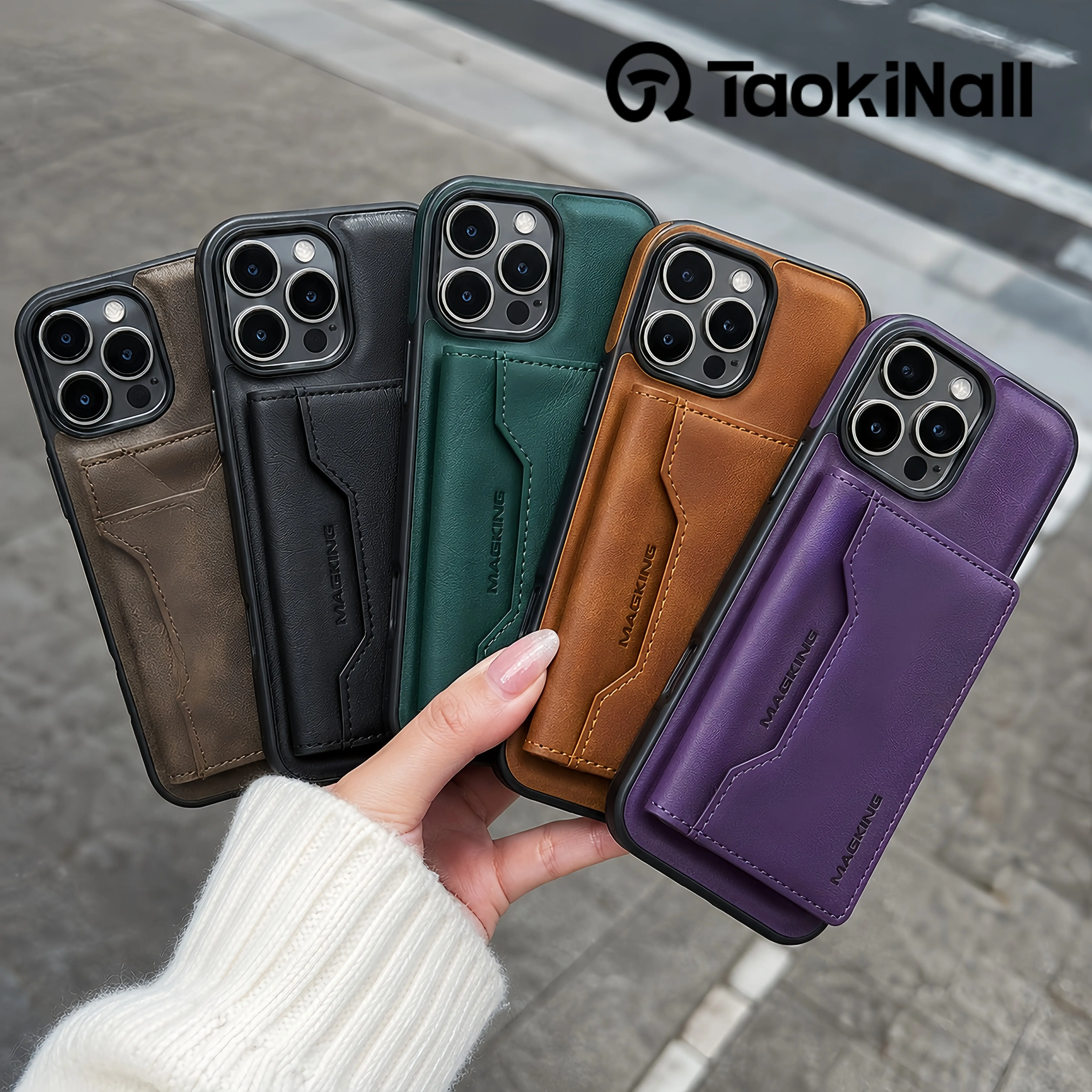 【Detachable Magnetic Wallet Design】 Magnetic Leather Wallet Phone Case with Detachable Card Holder, MagSafe Compatible Case, Premium Leather Cover for iPhone Case for iPhone 17 Pro Max,16 Plus,15,14,13,12 - Retro Cover with 7 Card Slots