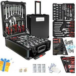 Hand Tool Sets,Home Repair Tool Kit, General Home/Auto Repair Tool Set, Toolbox with wheel, General Household Tool Kit - Perfect for Homeowner, Diyer, Handyman,as father's day gift