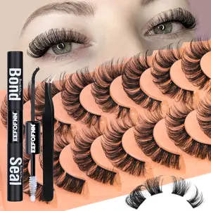 DIY Lash Extension Kit Natural Lash Clusters D Curl Eyelash Extension Kit with Lash Bond and Seal Eyelashes Tweezers 9-16 mm Individual Lashes Kit DIY at Home by Eefofnn
