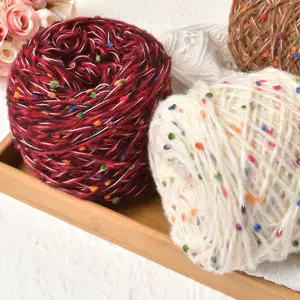 Rainbow Candy Mohair Bean Thread Hand Mixed Thread Hand DIY Woven Color Bean Thick Wool, Suitable for Scarves, Dolls, Bags