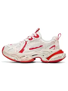 Unisex Retro Texture Dad Shoes: Blue-White Distressed Finish, Mecha Platform, Mesh Paneling. For Casual Mix/Daily Commute