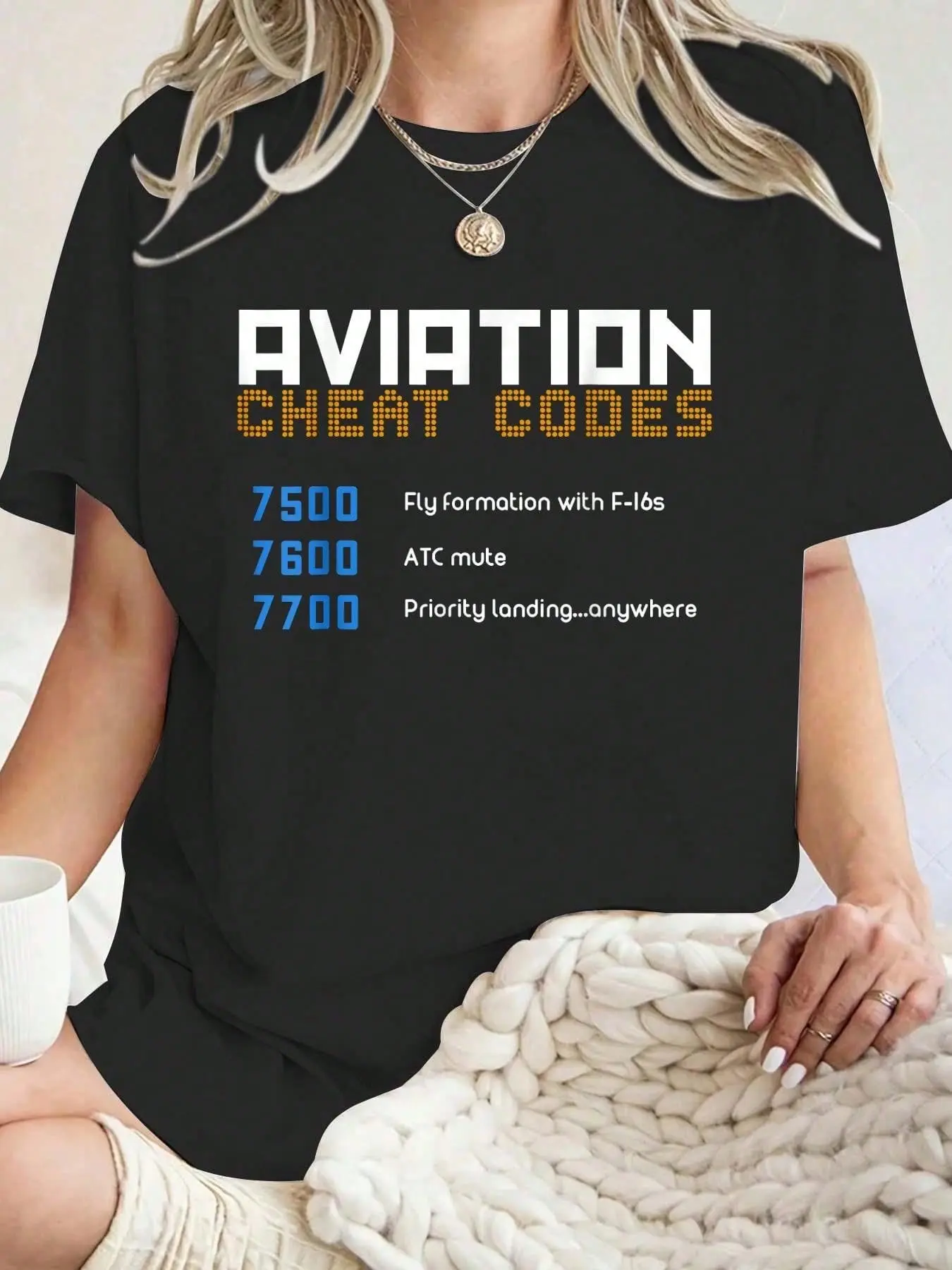 Aviation Cheat Codes Shirt Aviation Tee Pilot Tee T-Shirt Graphic Tees Women Crew Neck Short Sleeve Casual T-Shirt (1)
