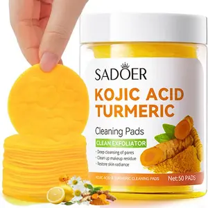 50pcs Curcuma Turmeric Cleansing Cotton Pads, Gentle Refreshing Type, Deep Cleanse Pores & Remove Oil, Suitable for Oily/mixed Skin, Cleansing Facial Wipes