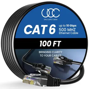 Clarity Cables Cat 6 Ethernet Cable 100 ft, Outdoor&Indoor 10Gbps Ethernet Cable, High Speed Cat6 Cable RJ45 LAN Internet Cable for Computer, Router, Modem, PS4/5, Xbox, Gaming - Black