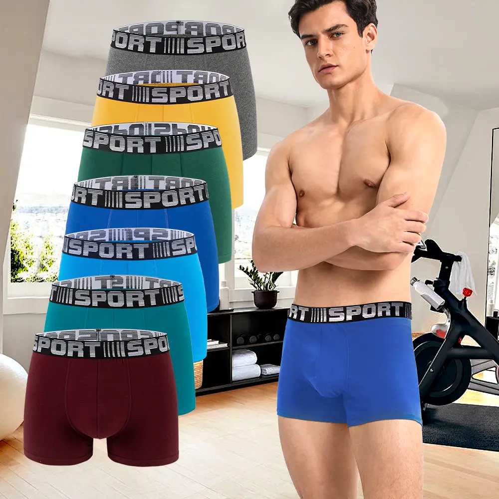 Pixum Men's Boxer Briefs Cotton Waist Activewear- Breathable Short Leg Comfortable Underwear for Daily Wear, Casual Men's Wear, Soft Cotton Athletic 7