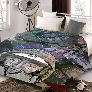 Urban Art Flannel Blanket, Mac Miller Graffiti Print, Warm Cozy Lightweight, Perfect for Living Room, Bedroom, College Dorm, Office, Travel, Makes a Thoughtful Gift for Music Lovers, Street Style Enthusiasts, or as Home Decor.