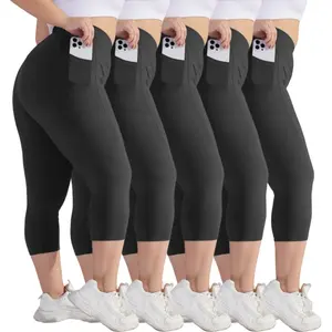 Capri Leggings for Women Buttery Soft High Waisted Leggings Tummy Control Leggings for Gym Yoga Workout Leggings Womens Black Leggings